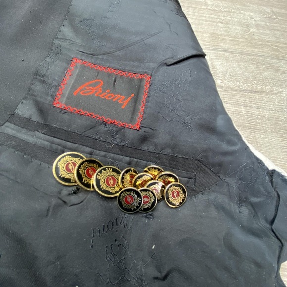 Other - Brioni Gold Metal Shank Buttons Set Black Red Crest Blazer Suit Coat Trim